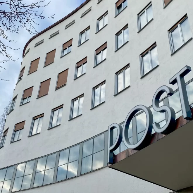 Postamt am Goetheplatz, 1931-1932. Architekten: Franz Holzhammer, Walther Schmidt. Foto: Daniela Christmann