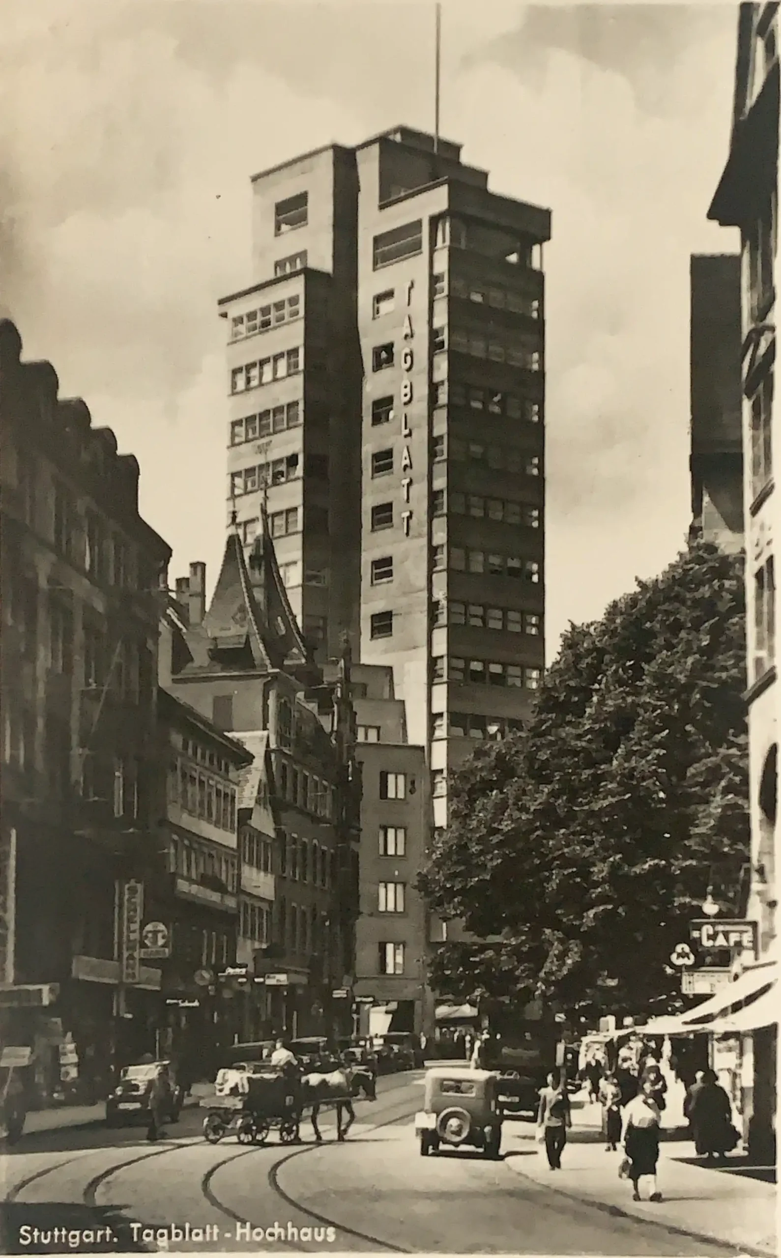 Tagblatt-Turm, 1924-1928. Architekt: Ernst Otto Oßwald. Zeitgenössische Ansichtskarte
