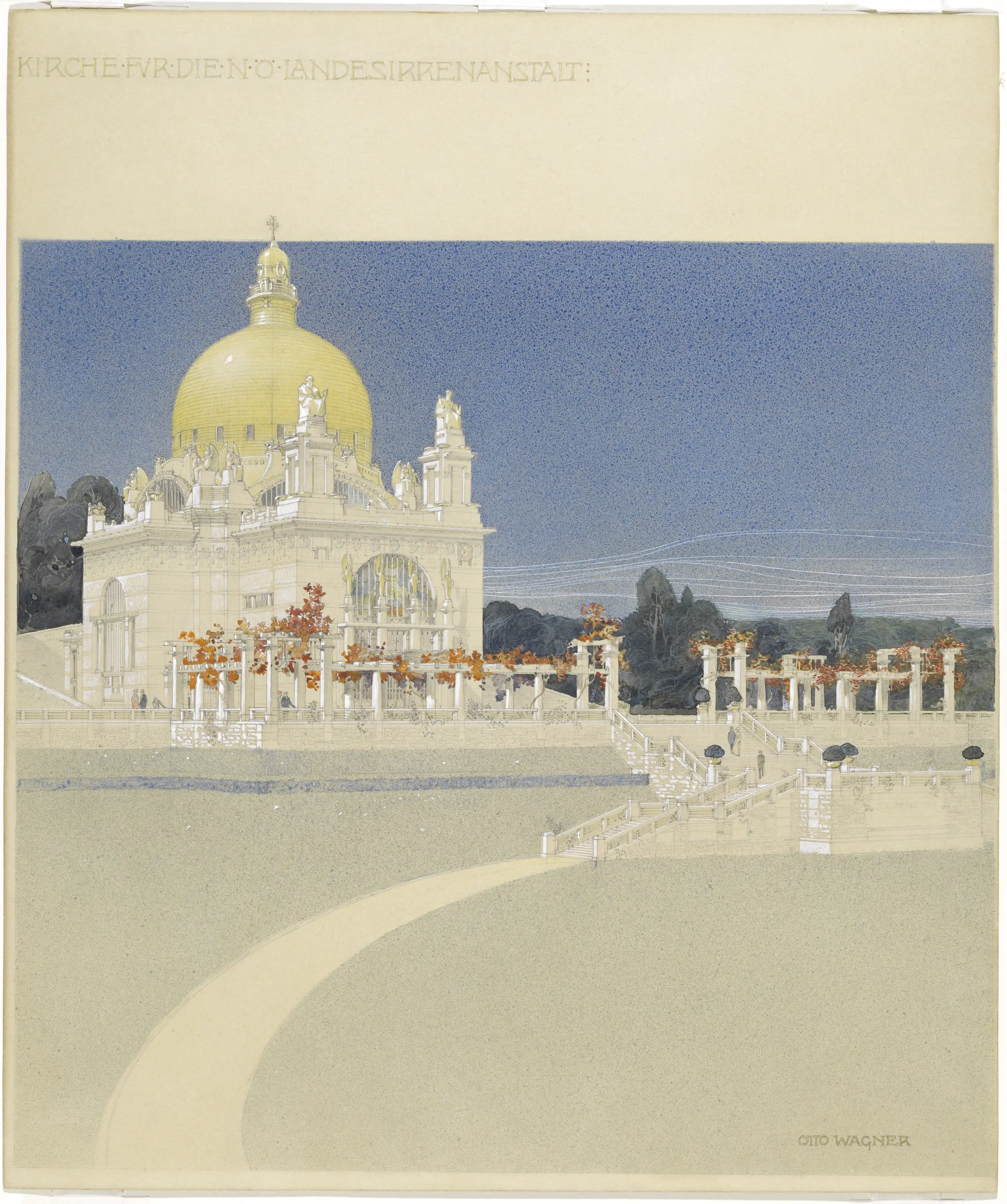Otto Wagner, Kirche am Steinhof, competition project, perspective, 1902–1903, Vienna Museum Inv. No. 96011/2