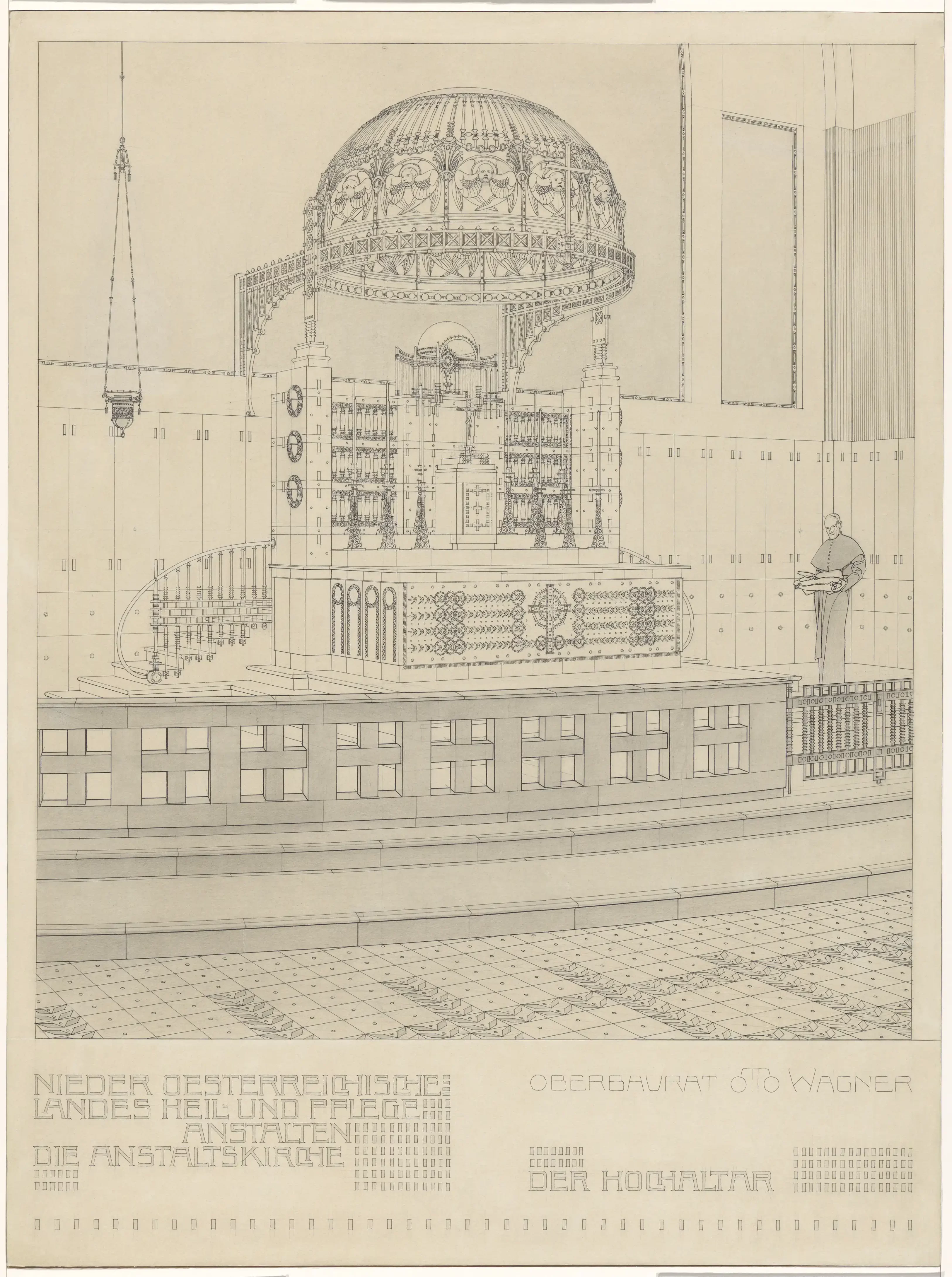 Otto Wagner, Am Steinhof Church, High Altar, Perspective, 1903–1904, Vienna Museum Inv. No. 96011/3