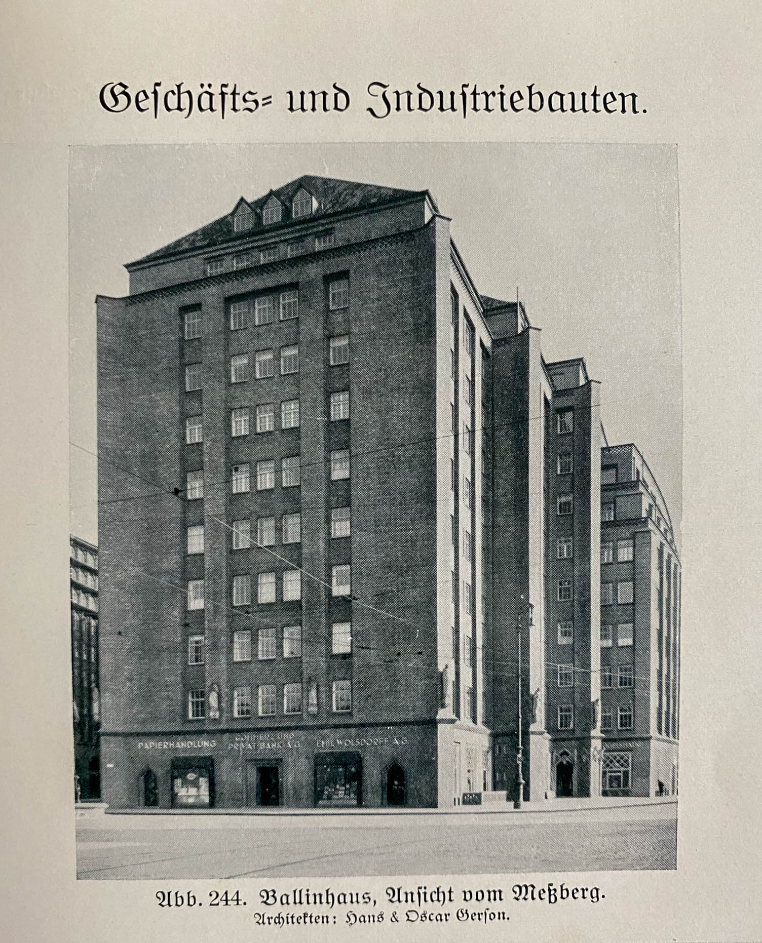 Ansicht Ballinhaus 1929. Aus: Hamburg und seine Bauten 1918-1929. Hamburg 1929.