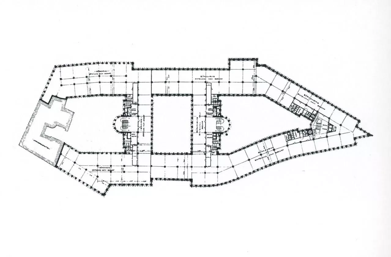 Grundriss. Chilehaus, 1922-1924. Architekt: Fritz Höger