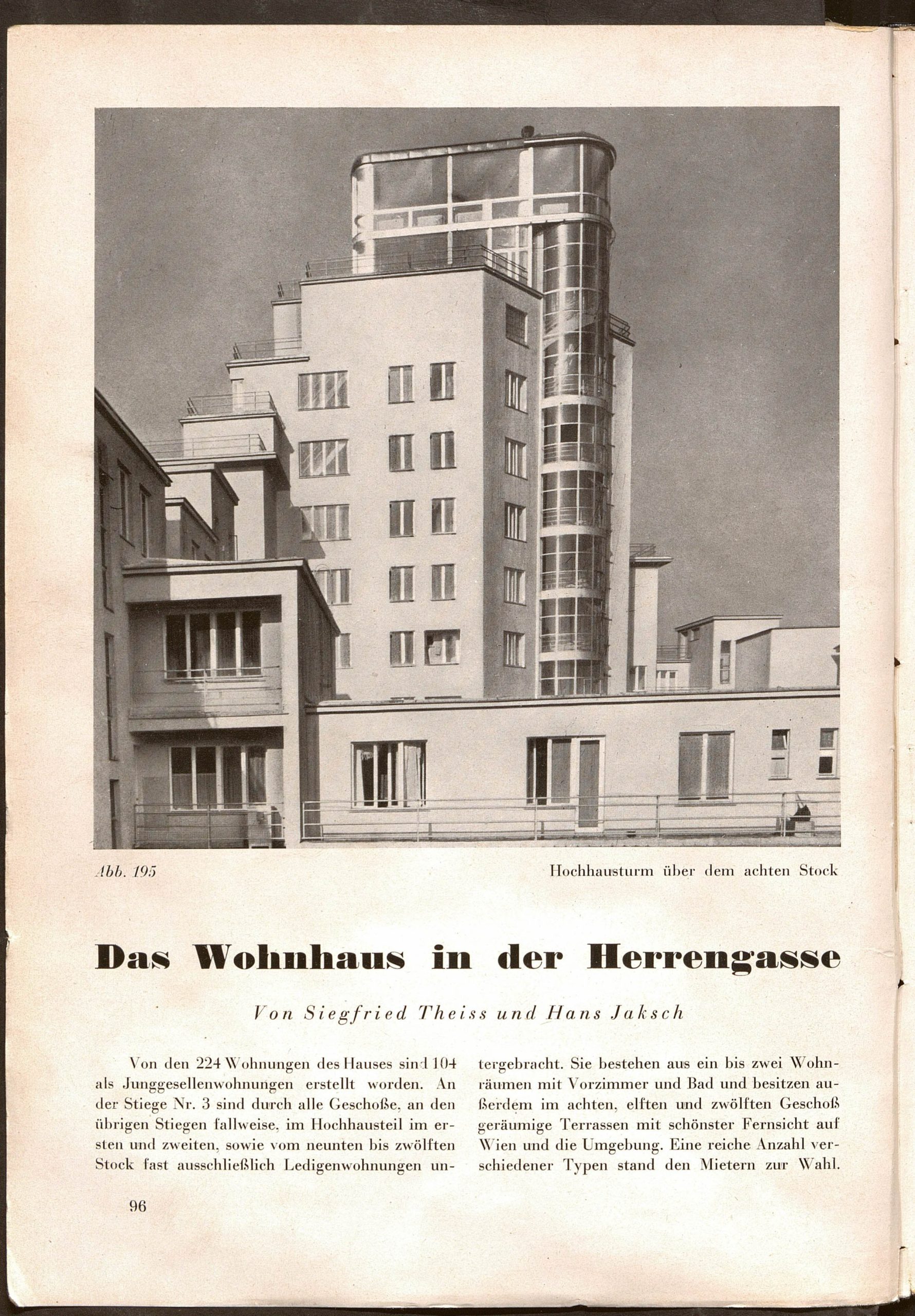 Hochhaus Herrengasse, 1931-1932. Architekten: Siegfried Theiss, Hans Jaksch