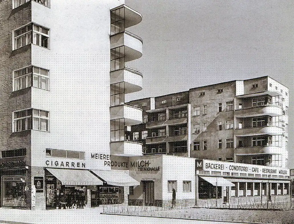 Wohnstadt Carl Legien, 1928-1930. Architekten: Bruno Taut, Franz Hillinger. Zeitgenössische Ansichtskarte