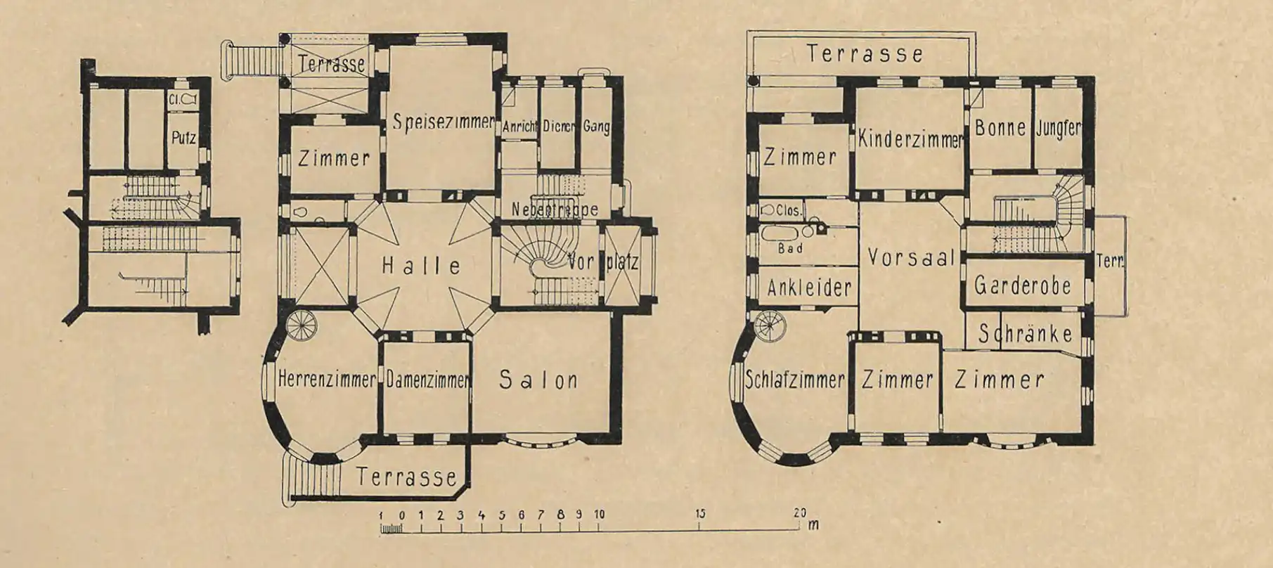 Villa Bechtolsheim, 1897-1898. Architect: Martin Dülfer. Floorplan