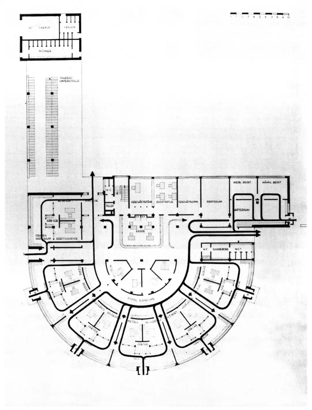 Walter Gropius, Dessau Employment Office, Floor Plan, 1927